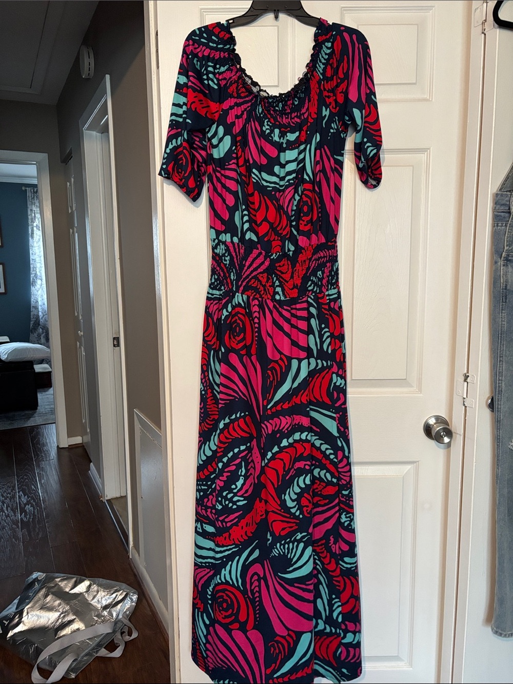 Escapada living Vibrant Floral Maxi Dress in Pink, Red & Teal